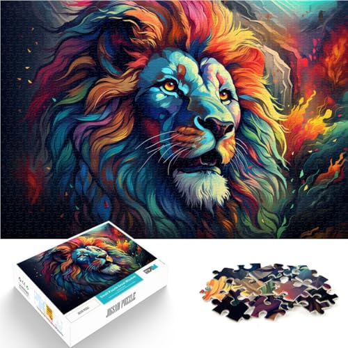 Puzzle für Erwachsene 1000 Teile Löwenspielzeug Lernspiele Stressabbau mit passendem Poster und Quizblatt 26x38cm von BBVNFLIR