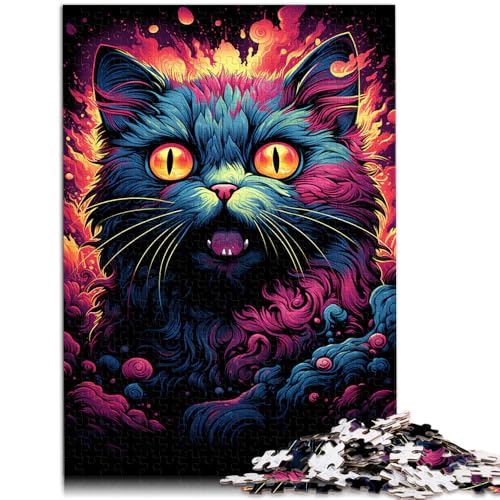 Puzzle für Erwachsene 1000 Teile Nachtkatze Spielzeug Denkspiel ganze Familie geeignet für Kinder und Jugendliche ab 14 Jahren 26x38cm von BBVNFLIR