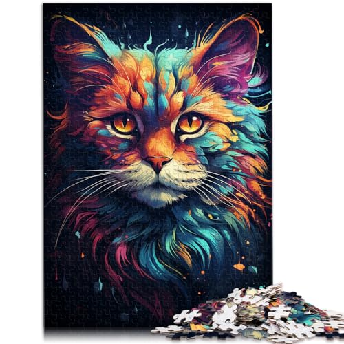 Puzzle für Erwachsene 1000 Teile Neonkatzen Heimdekoration Puzzle-Spielzeug Stressabbau schwierige Herausforderung für Teenager ab 14 Jahren 50x75cm von BBVNFLIR
