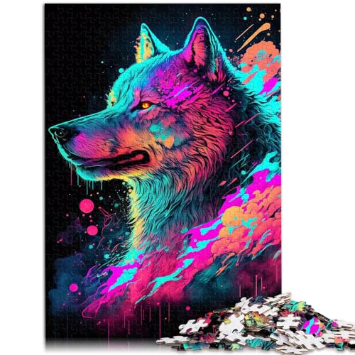 Puzzle für Erwachsene 1000 Teile Neonwolf Lernspielzeug ganze Familie ab 14 Jahren 50x75cm von BBVNFLIR