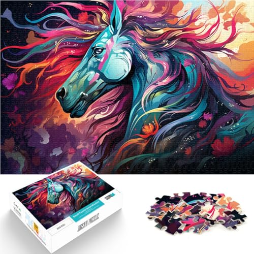 Puzzle für Erwachsene 1000 Teile Regenbogen-Fantasie-Pferd Lernspielzeug Geburtstagsgeschenk für Teenager ab 14 Jahren 26x38cm von BBVNFLIR