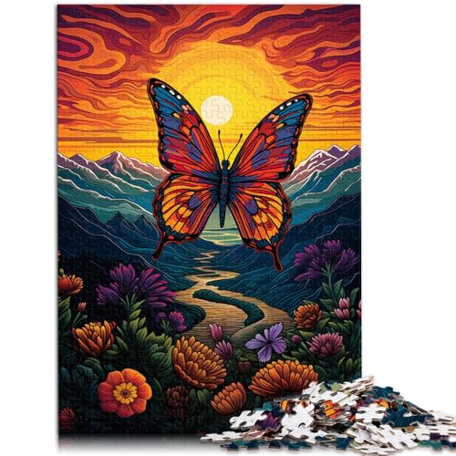 Puzzle für Erwachsene 1000 Teile Schmetterlingswald bei Sonnenuntergang Lernspiele für Zuhause DIY-Spielzeug Geburtstagsgeschenk für Teenager ab 14 Jahren 26x38cm von BBVNFLIR