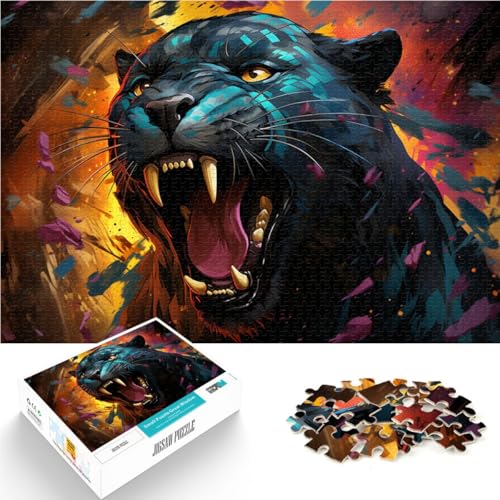 Puzzle für Erwachsene 1000 Teile Schwarzer Panther Tier-Lernspielzeug Familienspiele EIN Kunstwerk für Teenager ab 14 Jahren 26x38cm von BBVNFLIR