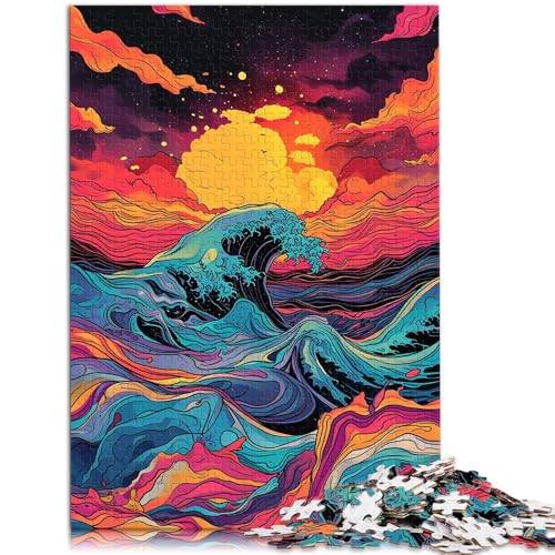 Puzzle für Erwachsene 1000 Teile Seltsame Bunte Wellen Familienspaß-Puzzles ganze Familie 26x38cm von BBVNFLIR