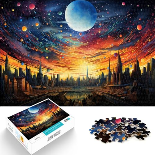 Puzzle für Erwachsene 1000 Teile Sky City Spiele Spielzeug Geschenk Herausforderung für die Gehirnintelligenz süchtig machendes Spielzeug für Teenager ab 14 Jahren 26x38cm von BBVNFLIR
