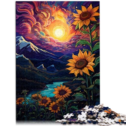 Puzzle für Erwachsene 1000 Teile Sonnenblumen unter Nachtlicht Spielzeug Lernspiele Stressabbau Geeignet für Teenager ab 14 Jahren 50x75cm von BBVNFLIR