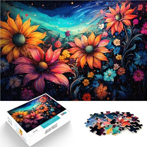 Puzzle für Erwachsene 1000 Teile Sternenhimmel Sonnenblumen Spiele Spielzeug Geschenk ganze Familie 26x38cm von BBVNFLIR