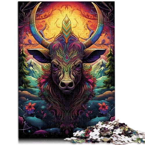 Puzzle für Erwachsene 1000 Teile Stierkopf-Stil Spiele Spielzeug Geschenk ganze Familie für Teenager ab 14 Jahren 26x38cm von BBVNFLIR