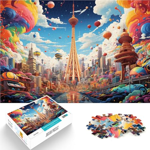 Puzzle für Erwachsene 1000 Teile Straßenszene des Osaka Tower Spiele Spielzeug Geschenk tolles Geschenk für Spiele für und Teenager ab 14 Jahren 50x75cm von BBVNFLIR