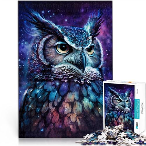 Puzzle für Erwachsene 1000 Teile Tier Eule Galaxie Familienunterhaltungsspielzeug EIN Kunstwerk für Teenager ab 14 Jahren 26x38cm von BBVNFLIR