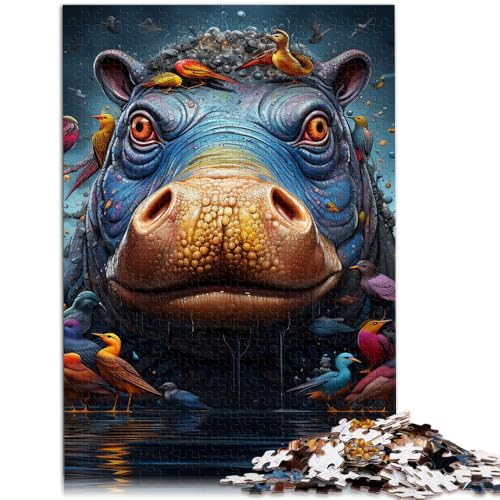 Puzzle für Erwachsene 1000 Teile Tier-Nilpferde Lernspiele Heimdekoration Puzzle tolles Geschenk für Teenager ab 14 Jahren 26x38cm von BBVNFLIR