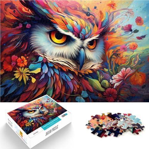 Puzzle für Erwachsene 1000 Teile Tierfarben-Eule lustiges Familienpuzzle Lernspiel für Geburtstag Weihnachten für Teenager ab 14 Jahren 26x38cm von BBVNFLIR