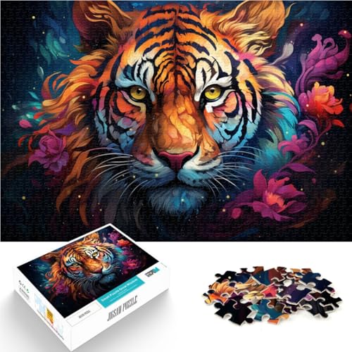 Puzzle für Erwachsene 1000 Teile Tiger Lernspielzeug Familienspiele Wichtelgeschenke für Teenager ab 14 Jahren 26x38cm von BBVNFLIR