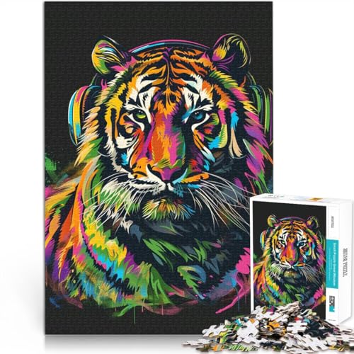 Puzzle für Erwachsene 1000 Teile Tiger mit Kopfhörern Lernspielzeug Heimkunstdekor für Teenager ab 14 Jahren 26x38cm Puzzle für Erwachsene 1000 Teile Tiger mit Kopfhörern Lernspielzeug Heimkunstdekor für Teenager ab 14 Jahren 26x38cm von BBVNFLIR