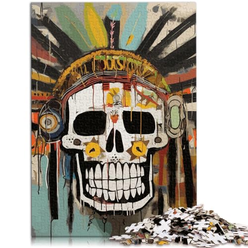 Puzzle für Erwachsene 1000 Teile Totenkopf im Basquiat-Stil schwierig und herausfordernd Trainieren Sie Ihr Gehirn und Ihre Hände für Teenager ab 14 Jahren 50x75cm von BBVNFLIR