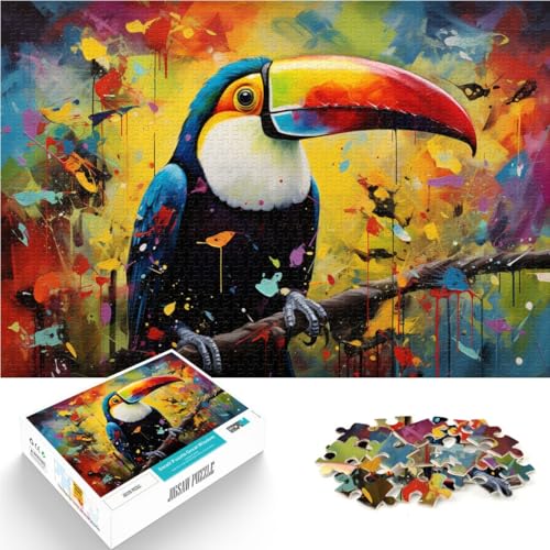 Puzzle für Erwachsene 1000 Teile Tukan mit Blumenmuster Lernspielzeug tolles Geschenk für Spiele für Teenager ab 14 Jahren 26x38cm von BBVNFLIR