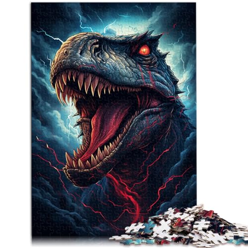 Puzzle für Erwachsene 1000 Teile Tyrannosaurus Rex umgeben von einem Sturm schwieriges und herausforderndes Kunstwerk Geschenk für Teenager ab 14 Jahren 50x75cm von BBVNFLIR