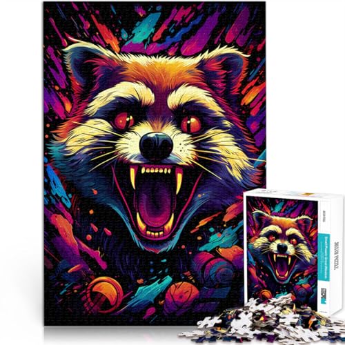 Puzzle für Erwachsene 1000 Teile Waschbär-Tierspielzeug Denkspiel Herausforderung für die Gehirnintelligenz süchtig machendes Spielzeug für Teenager ab 14 Jahren 50x75cm von BBVNFLIR