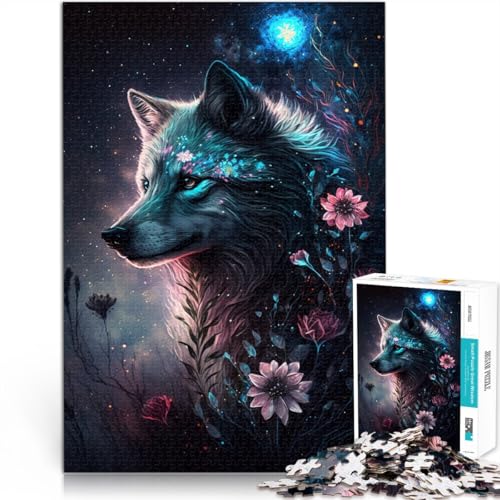 Puzzle für Erwachsene 1000 Teile Weltraumwolf und Blumen Lernspielzeug Geburtstagsgeschenke für Teenager ab 14 Jahren 26x38cm von BBVNFLIR