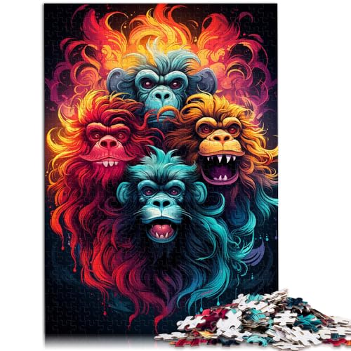 Puzzle für Erwachsene 1000 Teile Zeichnung der Affenfamilie das Puzzle Herausforderung der Gehirnintelligenz süchtig machendes Spielzeug 26x38cm von BBVNFLIR
