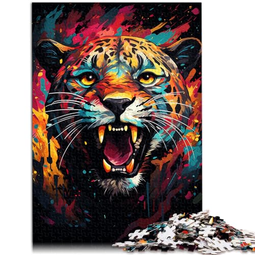 Puzzle für Erwachsene 1000 Teile aufgeregter Leopard anspruchsvolles Spiel ganze Familie 50x75cm von BBVNFLIR