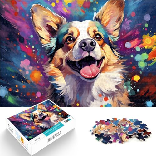 Puzzle für Erwachsene 1000 Teile bunter Corgi-Hund Lernspielzeug Familienspiele tolles Geschenk für Teenager ab 14 Jahren 26x38cm von BBVNFLIR