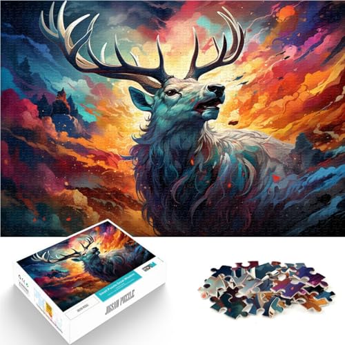 Puzzle für Erwachsene 1000 Teile buntes Elch-Malpuzzle – anspruchsvolles Spiel Geburtstagsgeschenk für Teenager ab 14 Jahren 50x75cm von BBVNFLIR