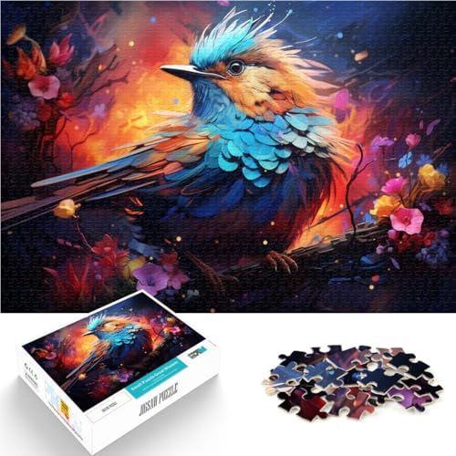Puzzle für Erwachsene 1000 Teile buntes Tier Blauer Spatz Familienaktivitäts-Puzzle Heimkunst-Dekor für Teenager ab 14 Jahren 26x38cm von BBVNFLIR
