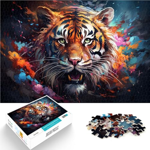 Puzzle für Erwachsene 1000 Teile buntes Tigergesicht Lernpuzzle Geburtstagsgeschenk für Teenager ab 14 Jahren 26x38cm von BBVNFLIR