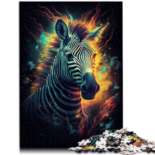 Puzzle für Erwachsene 1000 Teile buntes Zebra Heimdekoration Puzzle-Spielzeug Herausforderung der Gehirnintelligenz süchtig machendes Spielzeug 26x38cm von BBVNFLIR
