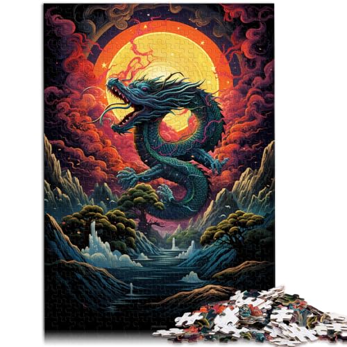 Puzzle für Erwachsene 1000 Teile chinesischer Drache über Regenbogen Spielzeug Denkspiel Geburtstagsgeschenk Geeignet für Teenager ab 14 Jahren 26x38cm von BBVNFLIR