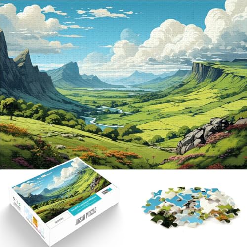 Puzzle für Erwachsene 1000 Teile die grünen Hügel von Irera Familienaktivitäts-Puzzle Stressabbau für Teenager ab 14 Jahren 26x38cm von BBVNFLIR