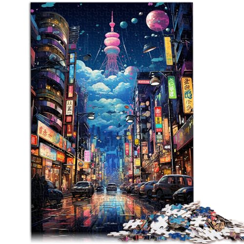 Puzzle für Erwachsene 1000 Teile eines Tokioter Neon-Puzzles anspruchsvolles Spielpuzzle perfekte Dekoration für Teenager ab 14 Jahren 50x75cm von BBVNFLIR