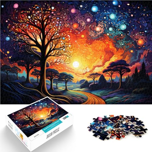 Puzzle für Erwachsene 1000 Teile farbenfrohe Sternenhimmel-Landschaft Lernspiel Herausforderungsspielzeug für Teenager ab 14 Jahren 26x38cm von BBVNFLIR