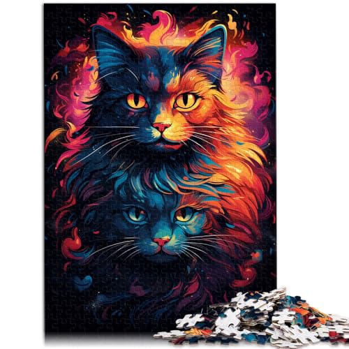 Puzzle für Erwachsene 1000 Teile farbenfrohe psychedelische Katze Spiele Spielzeug Geschenk Tolle Geschenke und Spielzeuge für Teenager ab 14 Jahren 50x75cm von BBVNFLIR