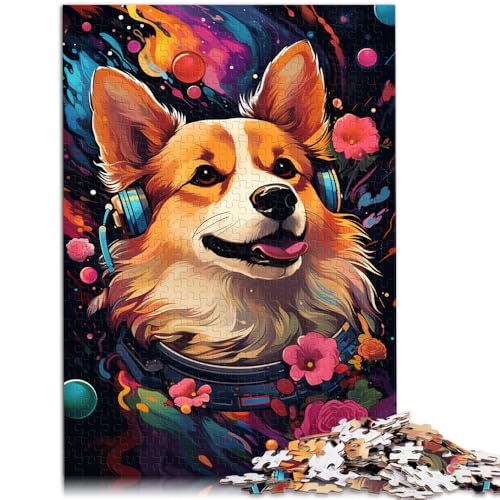 Puzzle für Erwachsene 1000 Teile farbenfroher Corgi-Hund im Weltraum anspruchsvolles Spiel anspruchsvolles Spiel und Familienspiel für 14-Jährige 26x38cm von BBVNFLIR