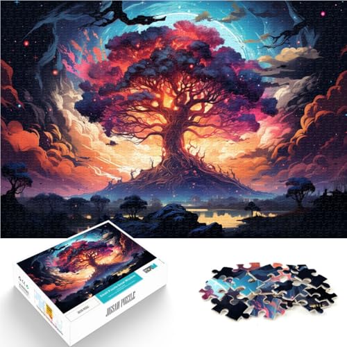 Puzzle für Erwachsene 1000 Teile farbenfroher Kunstweltbaum Spielzeug Lernspiele stressabbauendes Kunstwerk Geschenk für Teenager ab 14 Jahren 26x38cm von BBVNFLIR