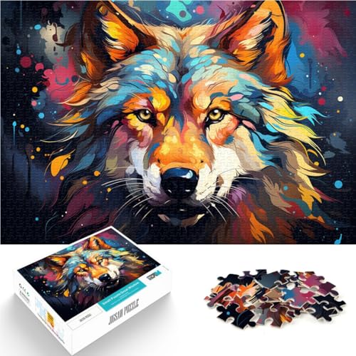 Puzzle für Erwachsene 1000 Teile farbenfrohes Dämonenwolf-Quizspiel Wanddekoration einzigartige Geburtstags 14-Jährige 26x38cm von BBVNFLIR