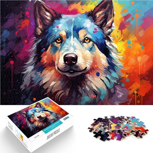Puzzle für Erwachsene 1000 Teile farbenfrohes Kunst-Husky-Quizspiel Stressabbau Urlaub zu Hause Zeitvertreib für Teenager ab 14 Jahren 50x75cm von BBVNFLIR