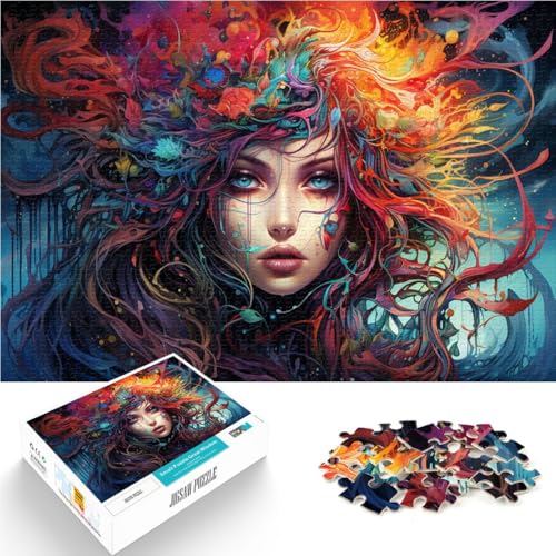Puzzle für Erwachsene 1000 Teile farbenfrohes Mädchengemälde schwieriges Puzzle Lernspiel für Geburtstag Weihnachten 26x38cm von BBVNFLIR