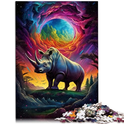 Puzzle für Erwachsene 1000 Teile farbiges Nashorn Spielzeug Denkspiel ganze Familie für Teenager ab 14 Jahren 26x38cm Puzzle für Erwachsene 1000 Teile farbiges Nashorn Spielzeug Denkspiel ganze Familie für Teenager ab 14 Jahren 26x38cm von BBVNFLIR