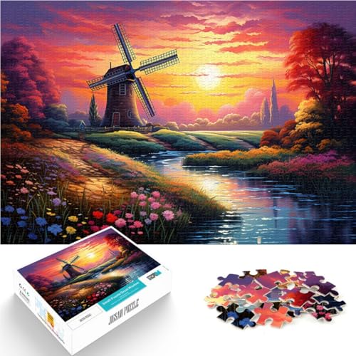Puzzle für Erwachsene 1000 Teile holländische Windmühlenlandschaft Lernspiel Herausforderungsspielzeug für Jugendliche ab 14 Jahren 50x75cm von BBVNFLIR
