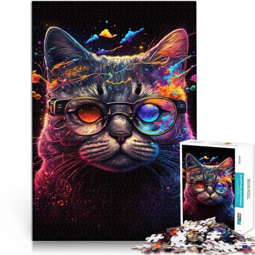Puzzle für Erwachsene 1000 Teile kosmische Katze mit Brille Denksport-Puzzle tolles Geschenk für Teenager ab 14 Jahren 26x38cm Puzzle für Erwachsene 1000 Teile kosmische Katze mit Brille Denksport-Puzzle tolles Geschenk für Teenager ab 14 Jahren 26x38cm von BBVNFLIR
