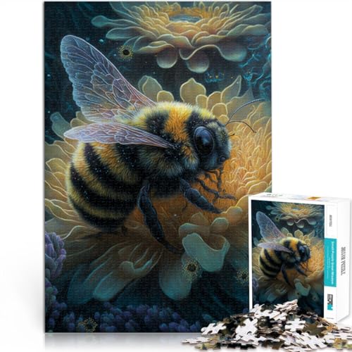 Puzzle für Erwachsene 1000 Teile mit Blumen verzierte Hummel Lernspielzeug EIN Kunstwerk für Teenager ab 14 Jahren 50x75cm von BBVNFLIR