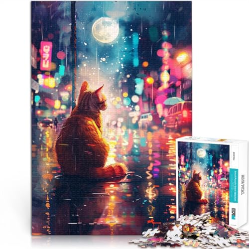 Puzzle für Erwachsene 1000 Teile orangefarbene Katze sitzt auf der Straße anspruchsvolles Spiel Puzzle Kunstwerk Geschenk für Teenager ab 14 Jahren 50x75cm von BBVNFLIR