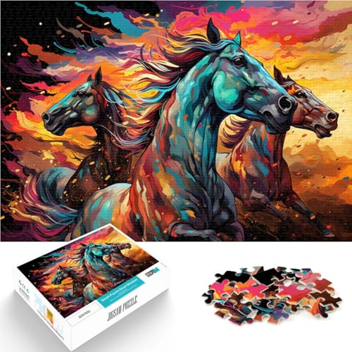 Puzzle für Erwachsene 1000 Teile psychedelische Pferde Heimdekoration Puzzle Spielzeug Stressabbau Schwierige Herausforderung 26x38cm von BBVNFLIR
