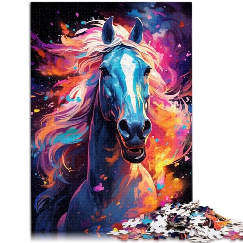 Puzzle für Erwachsene 1000 Teile psychedelisches Pferde-Quizspiel Herausforderung für die Gehirnintelligenz süchtig machendes Spielzeug für Teenager ab 14 Jahren 26x38cm von BBVNFLIR