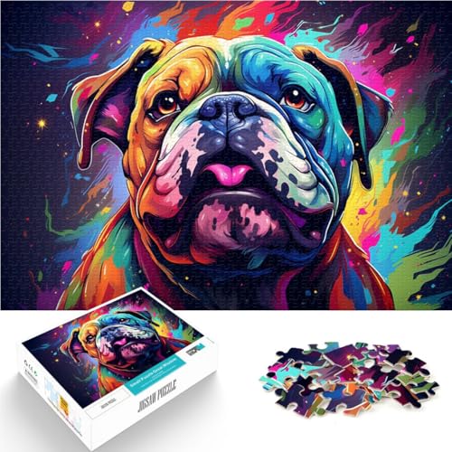Puzzle für Erwachsene 1000 Teile sanfte Bulldogge Lernspiele für Zuhause DIY-Spielzeug ganze Familie 26x38cm von BBVNFLIR