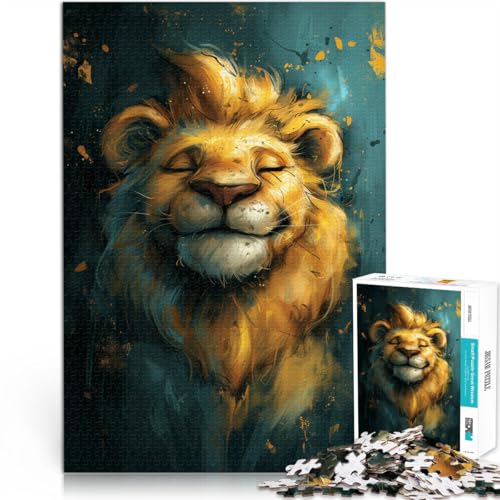 Puzzle für Erwachsene 1000 Teile süßer Kleiner gelber Löwe Familienspaß-Puzzle Familienspiel Stressabbau schwierige Herausforderung 26x38cm von BBVNFLIR
