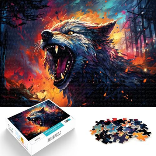 Puzzle für Erwachsene 1000 Teile wütender Wolf Lernspiele Heimdekorationspuzzle verbessert das Gedächtnis geeignet für Jugendliche ab 14 Jahren 26x38cm von BBVNFLIR
